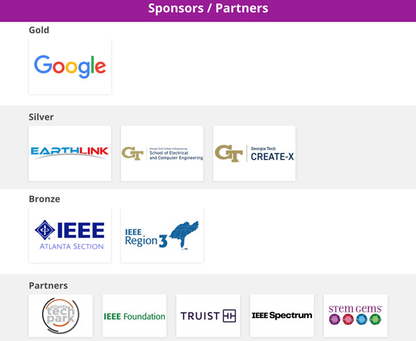 Screenshot of Sponsors / Partners for IEEE Awards Ceremony